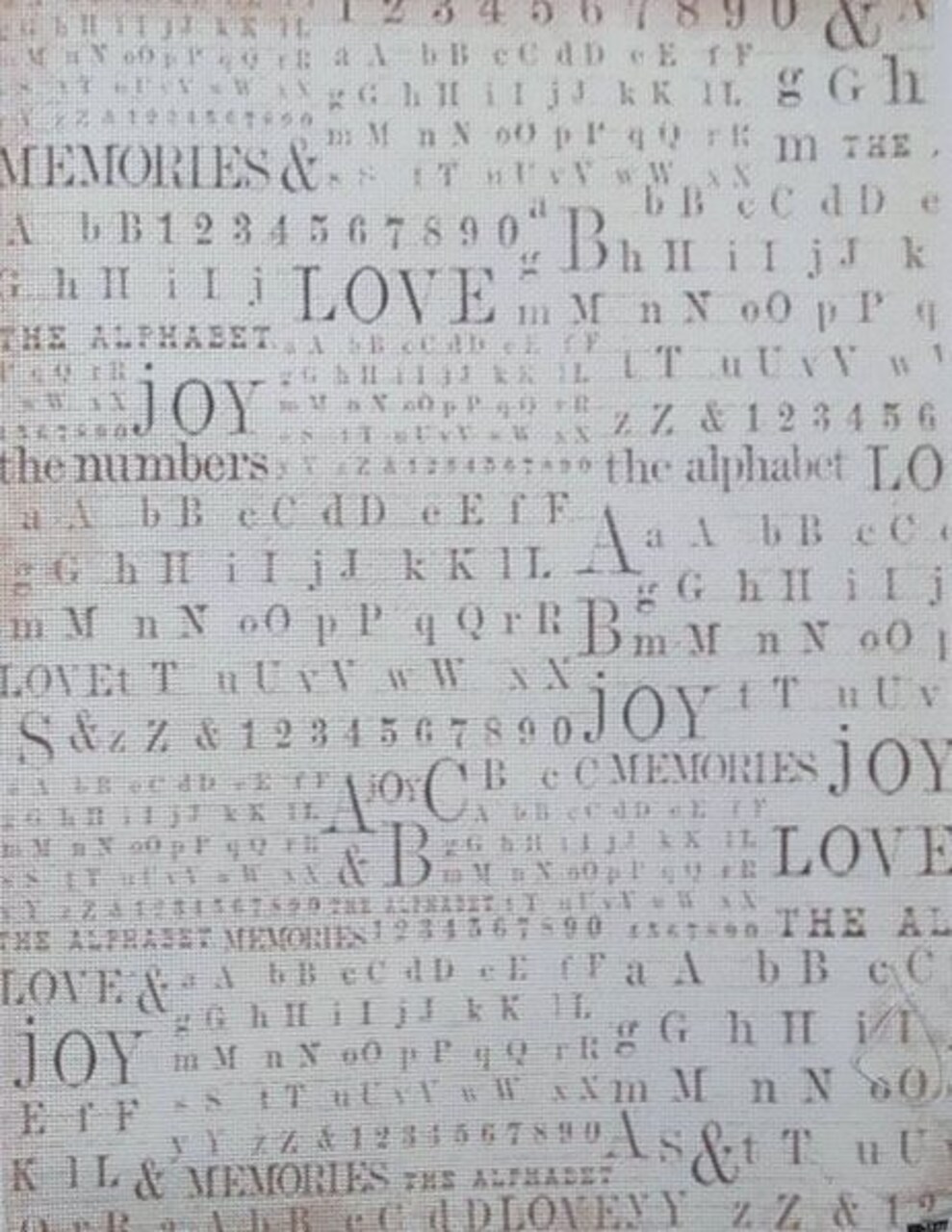 Love in Letters Designer Printed AIDA Fabric. Canvas for embroidery with an applied background KF-1277A